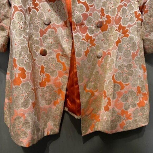 Vintage Silk Brocade Gold Floral Double Breasted Coat / Jacket (1960’s inspired) - Picture 11 of 16